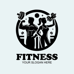Man and woman fitness logo design 