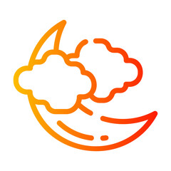 cloudy night Line Gradient Icon