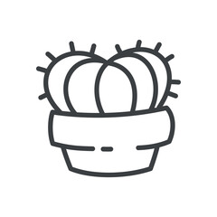 Fototapeta premium Cute cactus icon. Hand drawn monochrome illustration of a heart-shaped succulent isolated on a white background. Vector 10 EPS.