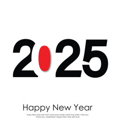 Modern 2025 New Year text with elegant red design. Vector