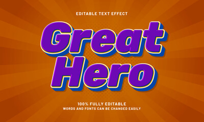 great hero editable text effects with a superhero and kids theme