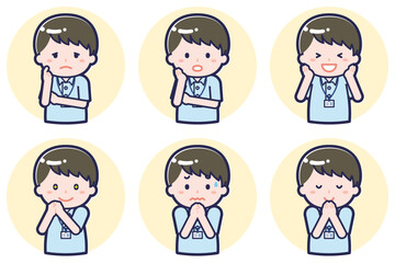 介護士の男性のポーズセット_04