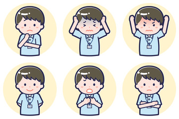 介護士の男性のポーズセット_05