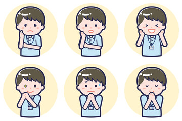 介護士の男性のポーズセット_04