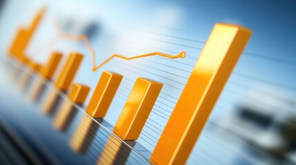 A close-up of an orange bar graph illustrating data trends and performance metrics.