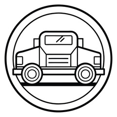Heavy-duty truck line art logo icon vector artwork design, ideal for automotive, transportation, and commercial vehicle-related projects. Perfect for logos and branding.