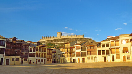 Fototapeta premium Coso Peñafiel square Valladolid castle houses corrala tourism spain