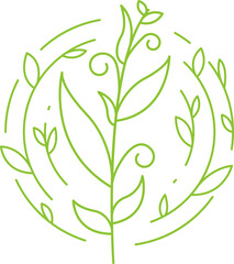 Decorative Flowers and Leaves Line Art