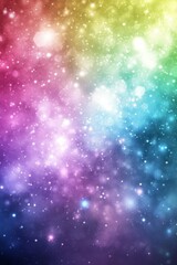 A vibrant abstract background filled with colorful hues and sparkling effects creates a captivating cosmic atmosphere, perfect for design and artistic projects