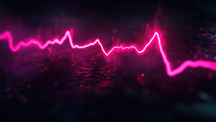  Pink neon audio spectrum wave on black background. Created with Ai