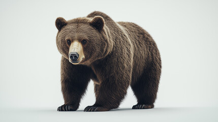 Fototapeta premium A large brown bear standing on a white background, showcasing its strength and natural beauty