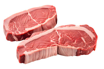 Raw beef steak isolated on a transparent or white background.