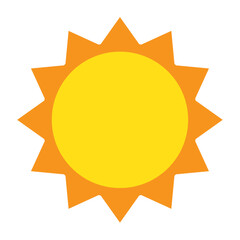 Sun icon in flat style, simple yellow sun.