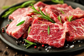 Marbled beef steaks as a background close-up. Cooking. Fresh meat. generative ai