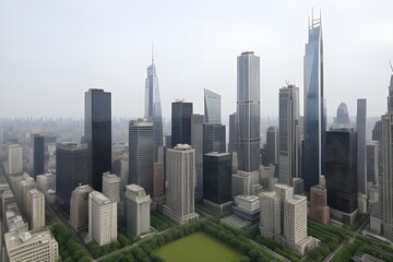 Obraz premium Modern Skyscrapers in a Bustling Metropolis Generative AI illustration