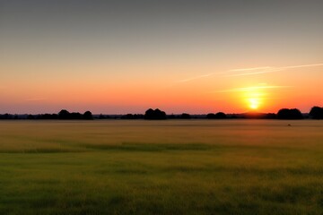 Majestic Sunset Over White Background Generative AI illustration