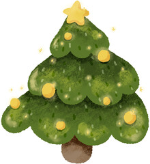 Hand drawn Christmas tree element.