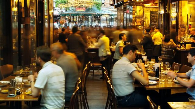Busy Evening at a Local Restaurant With Lively Atmosphere and Diners Generative AI