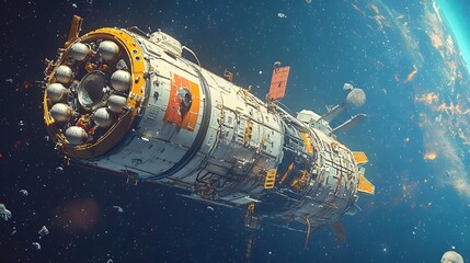 Abandoned spacecraft floating aimlessly in the depths of space its hibernation pods hinting at a lost or forgotten interstellar mission to the distant future  The eerie