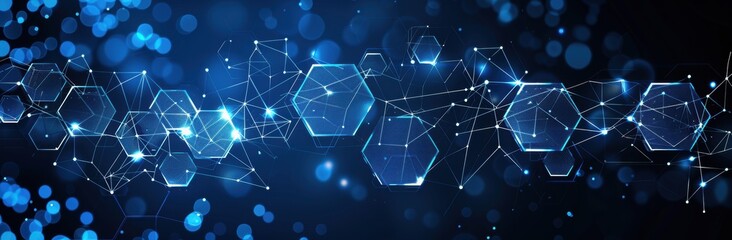 Obraz premium Abstract Network of Glowing Hexagons and Lines