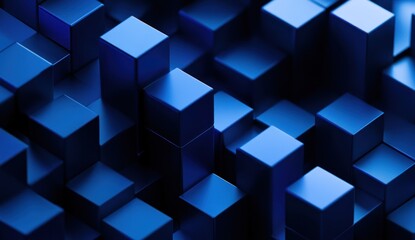 Obraz premium Abstract Blue Cube Pattern: A Geometric Exploration