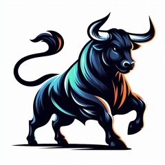 Obraz premium Powerful Black Bull with Horns Abstract Design