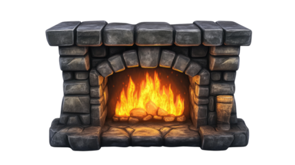 fireplace with a transparent background