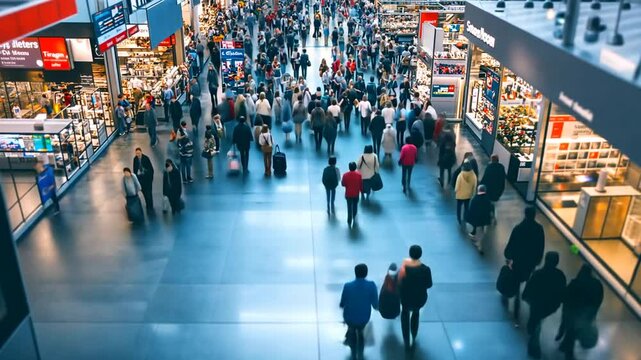 Busy Crowds Explore a Technology Trade Expo at a Convention Center Generative AI