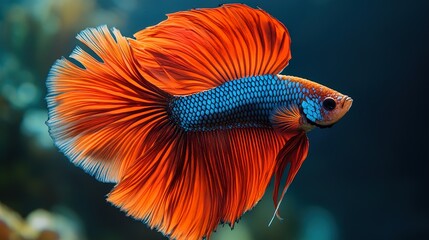 Obraz premium Vibrant Siamese Fighting Fish with Flowing Fins