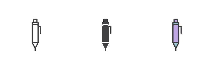 Office pen different style icon set