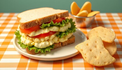 sandwich with eggs and vegetables