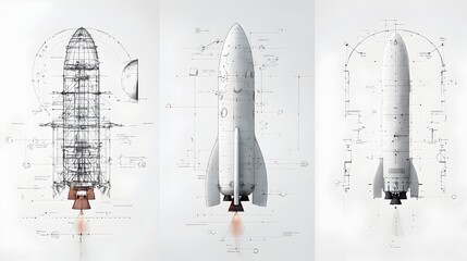 Captivating time lapse visualization showcasing the comprehensive construction process of a rocket from its initial skeletal framework to the final sleek outer shell