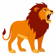 Majestic Lion Standing Tall Vector Illustration of the King of the Jungle with a Royal Mane in Vibrant Colors
