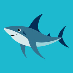 Dynamic Shark Gliding Illustration in a Vibrant Ocean Scene with Marine Life
