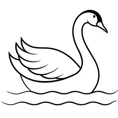 Graceful Swan Gliding on Calm Waters Vector Illustration of Peaceful Natural Splendor
