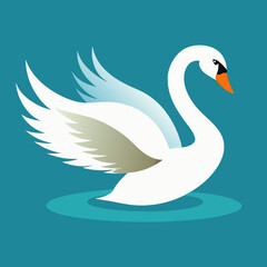 Obraz premium Majestic Swan Gliding Across a Serene Lake Vector Illustration Capturing Nature's Beauty 