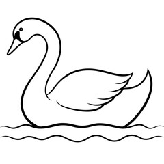 Elegant Swan Gliding Through Tranquil Waters Vector Illustration of Serenity and Grace
