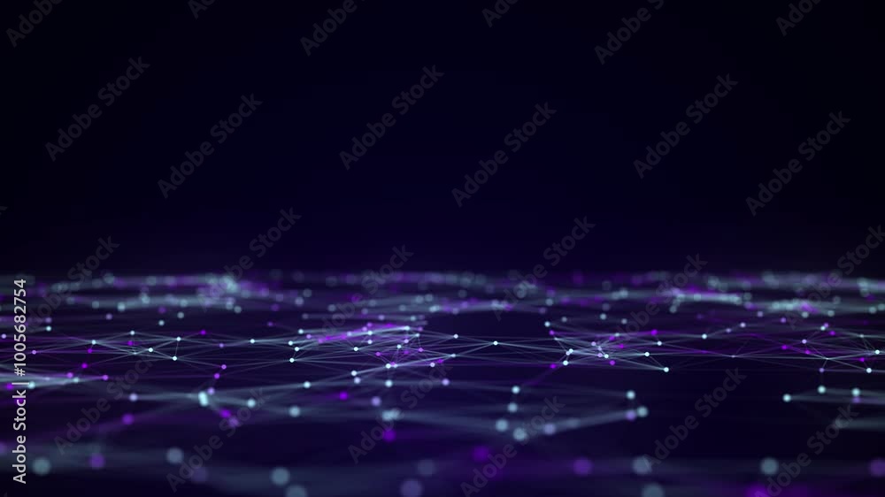 Aufkleber dynamic blue wave of particles and lines. abstract futuristic background. big data visualization. 3d