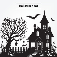 halloween background with house