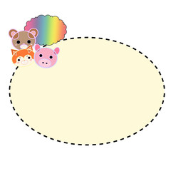 frame with animals and flowers