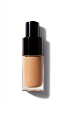 Bottles of makeup foundation,Collection of skin foundation bottles in different shades and samples on color background,makeup essentials,Liquid foundation and swatche,copy space.