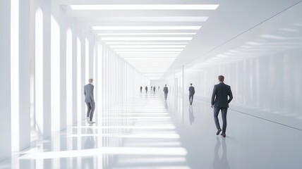 Group of Business people walking in the office corridor,People in business center walking at hall,motion go around at coworking space,Wide image,Concept of office life,co working space.