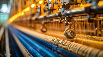 Industrial Textile Weaving Machine Close Up