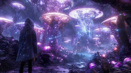 Fototapeta premium Luminous Forest: A Dreamy Fantasy Landscape