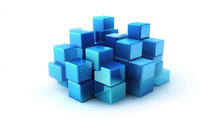 Abstract Blue 3D Blocks