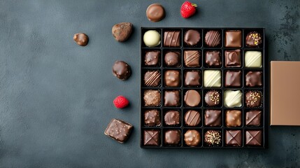 Elegant and Sophisticated Gourmet Chocolate Packaging Mockup Beautifully Displayed on a Vintage Wooden Table Showcasing the Artisanal and Exclusive Nature of the Confectionery Treat