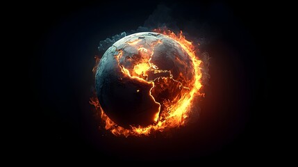 Fototapeta premium Burning Planet Earth Glowing Intense Heat Energy Apocalyptic 3D