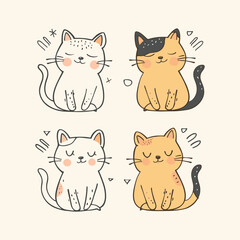 Obraz premium Cat Hand Drawn Doodle Vector Design