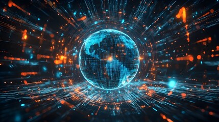 Obraz premium Dazzling Digital Globe Illuminating the Technological Frontier