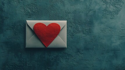 Folded heart shaped love letter placed on an elegant envelope symbolizing romance affection and the expression of deep feelings through a heartfelt message
